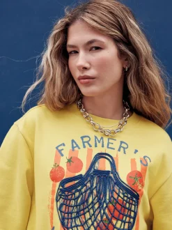 jaune ocre - Sweat-shirt graphique à col rond