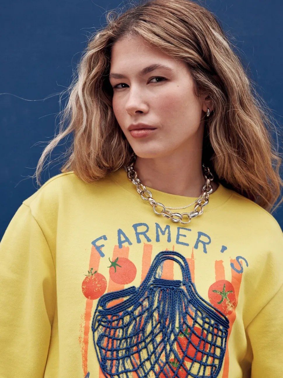 jaune ocre - Sweat-shirt graphique à col rond