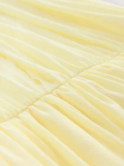 Jaune pastel - Robe longue de demoiselle d’honneur multicolore en maille pour invitée de mariage