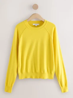 Jaune vif - Pull col rond riche en coton au toucher doux
