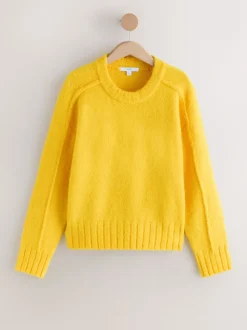 Jaune vif - Pull ras du cou avec laine