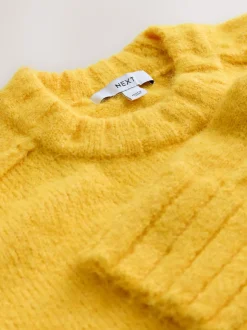 Jaune vif - Pull ras du cou avec laine