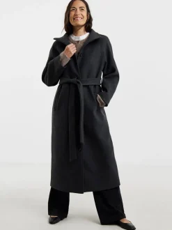 JD Williams Manteau long en laine Blend col cheminée