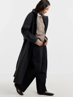 JD Williams Manteau long en laine Blend col cheminée