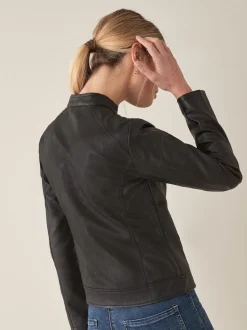 JDY Veste en faux cuir sans col 100% coton