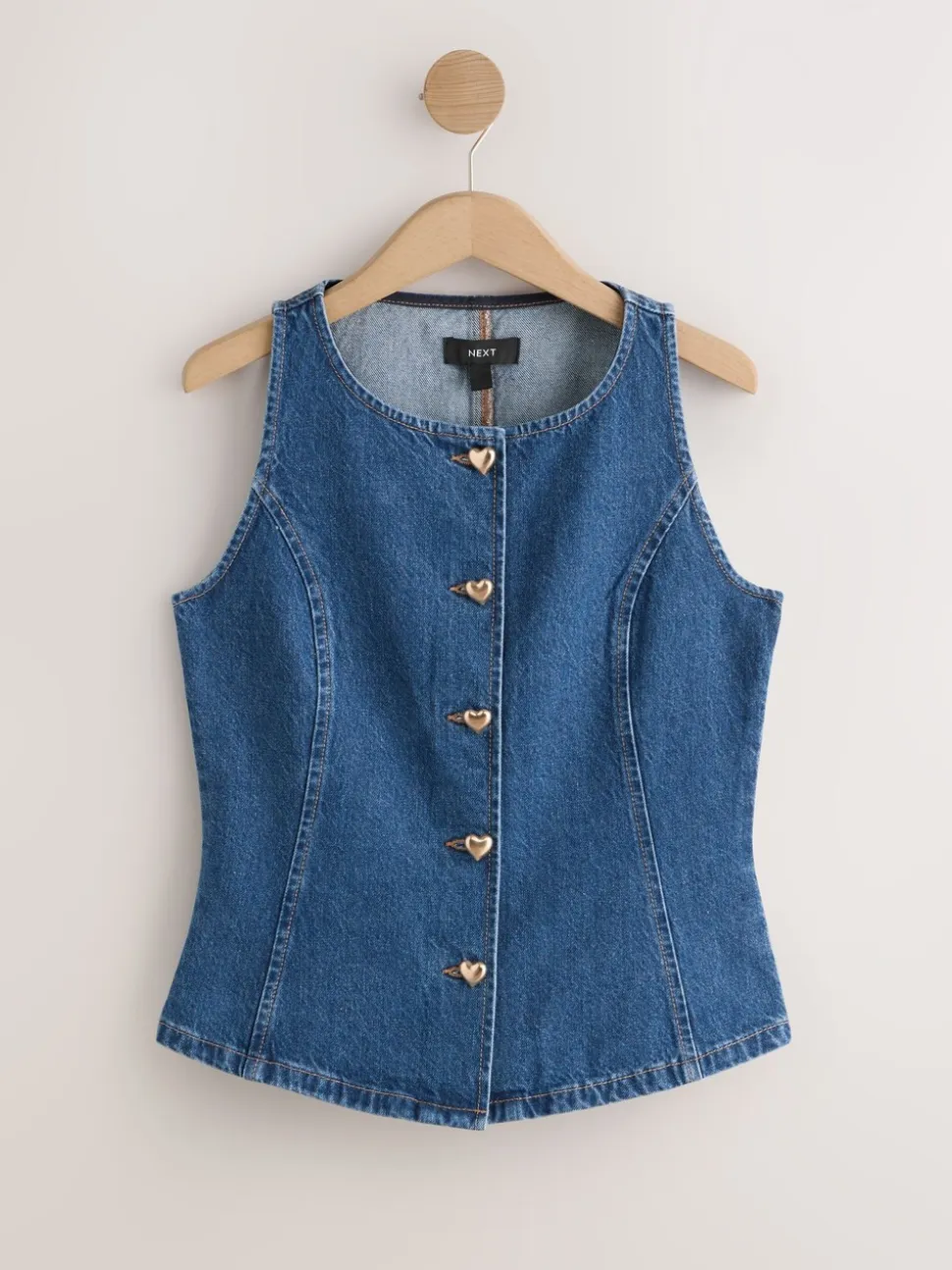 Jean bleu moyen - Gilet boutonné cœur