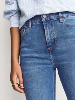 Jean bleu moyen - Jean bootcut Extensible taille Milieu