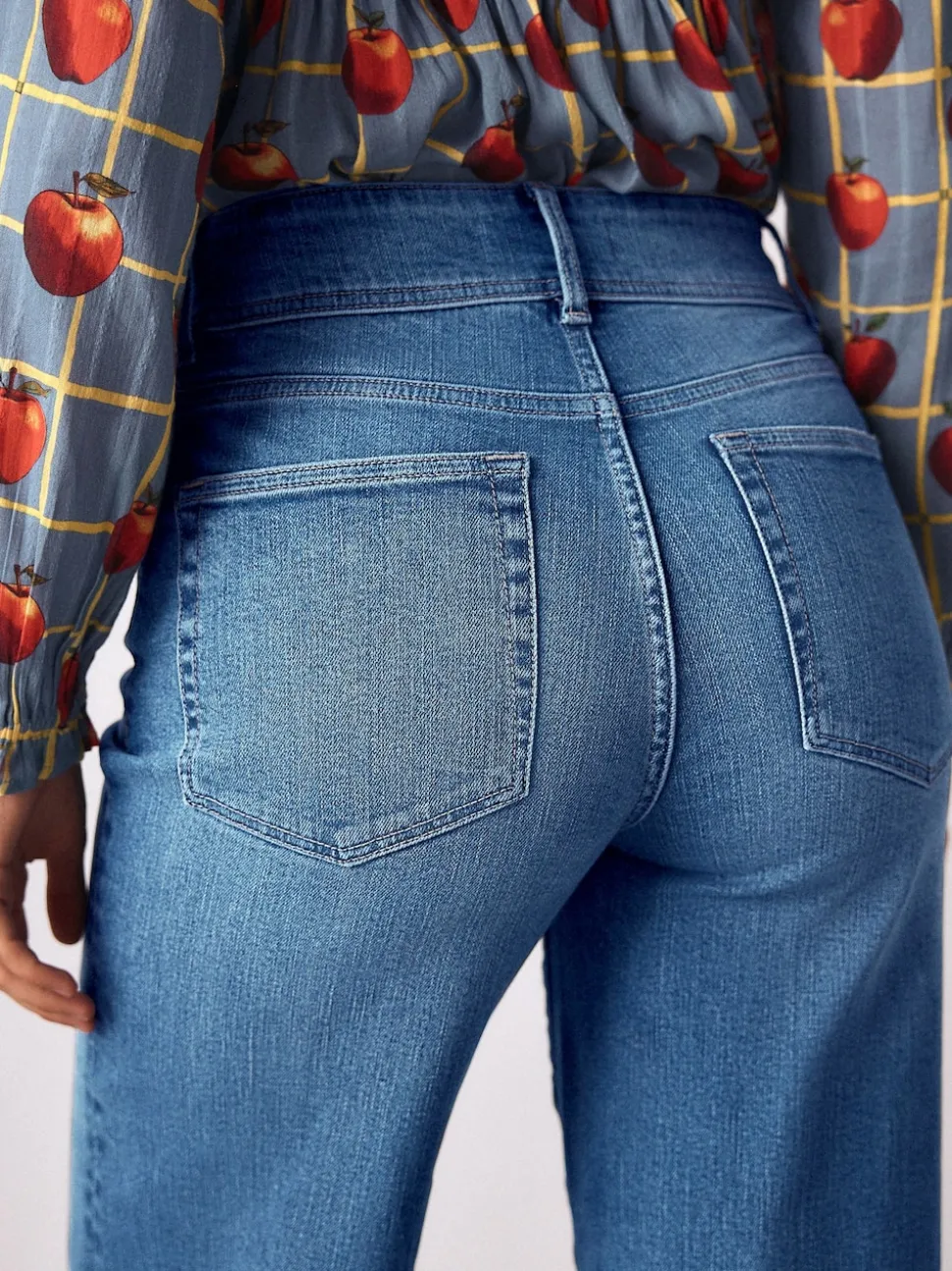 Jean bleu moyen - Jean extensible Ample taille haute