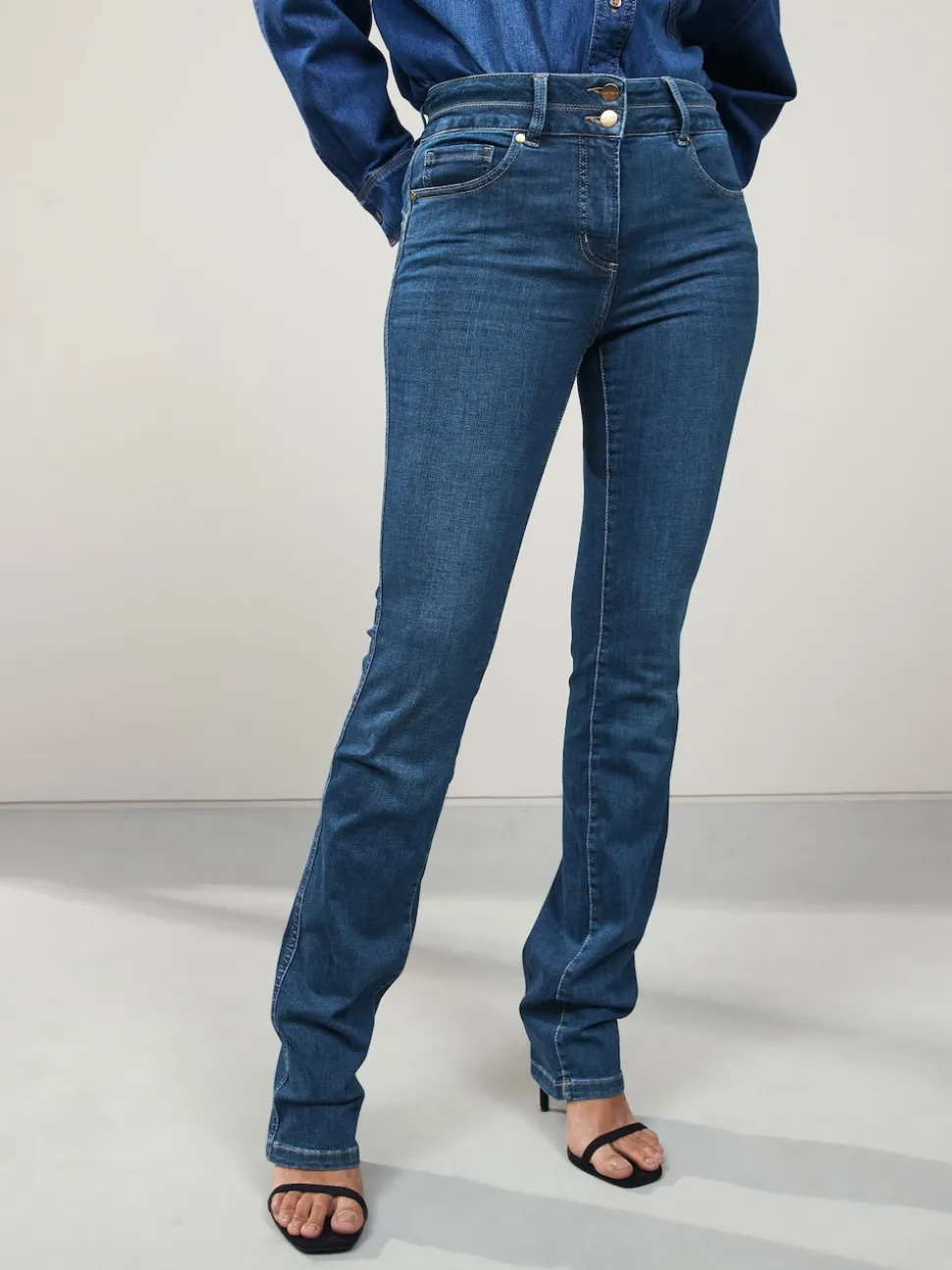Jean bleu moyen - Jean slim boot cut réhaussant