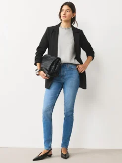 Jean bleu moyen - Jeans skinny extensible taille milieu
