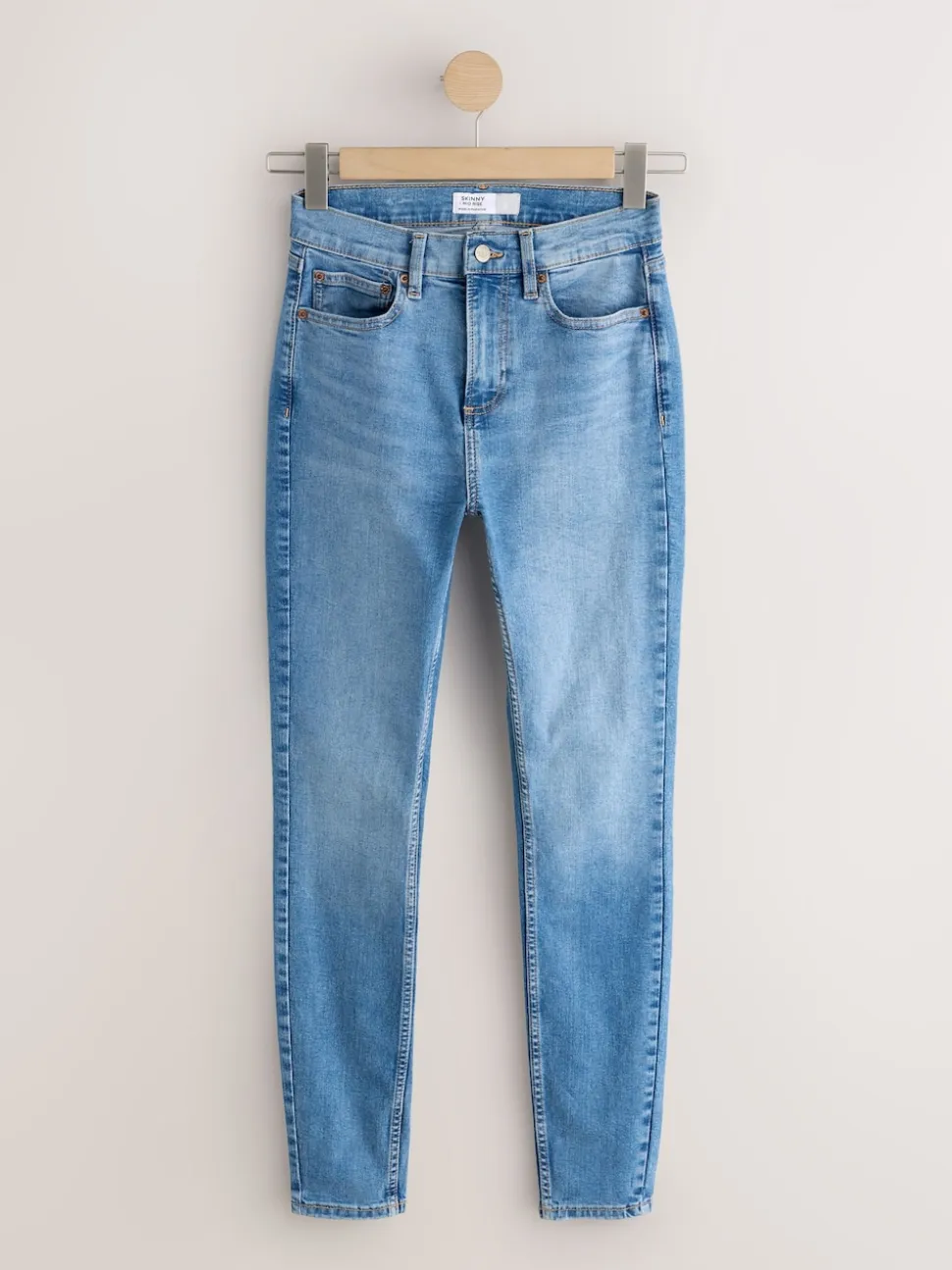 Jean bleu moyen - Jeans skinny extensible taille milieu