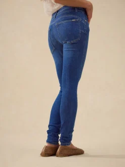 Jean délavé bleu moyen - Jean skinny coupe slim à effet rehausseur