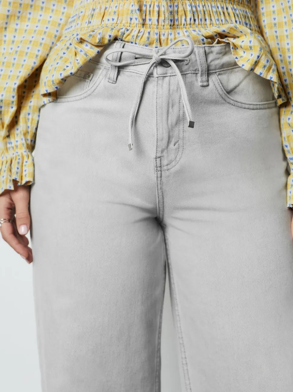 Jean gris - Jean à jambes larges et taille Joggings