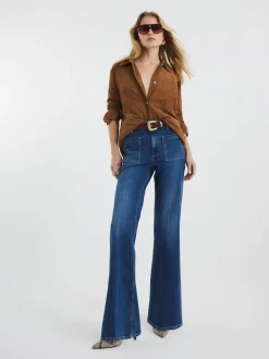 Jean River Island taille haute coupe évasée 100% coton