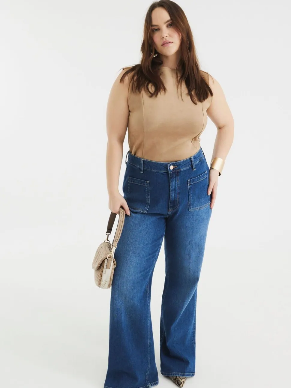 Jean River Island taille haute coupe évasée 100% coton