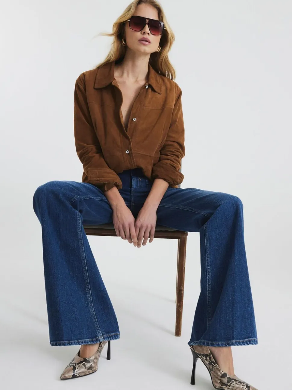 Jean River Island taille haute coupe évasée 100% coton