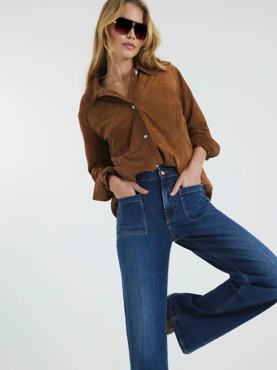 Jean River Island taille haute coupe évasée 100% coton