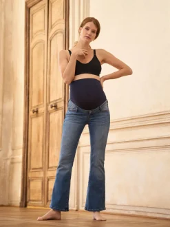 Jean évasé Seraphine Premium en tissu bio de Grossesse overbump