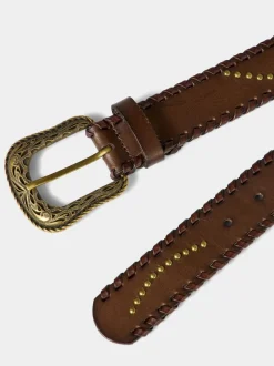 Joe Browns ceinture en cuir à motifs avec boucle dorée et clous