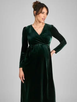 Jojo Maman Bébé Velvet Col en V Robe cache-cœur de maternité et d’allaitement