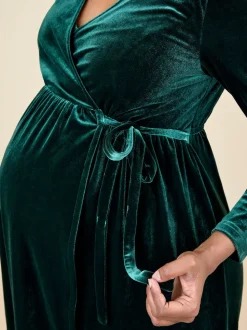 Jojo Maman Bébé Velvet Col en V Robe cache-cœur de maternité et d’allaitement
