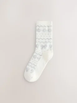 Joli motif Fair Isle gris - Lot 2 paires de chaussettes en laine Mélange
