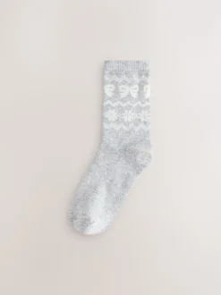 Joli motif Fair Isle gris - Lot 2 paires de chaussettes en laine Mélange