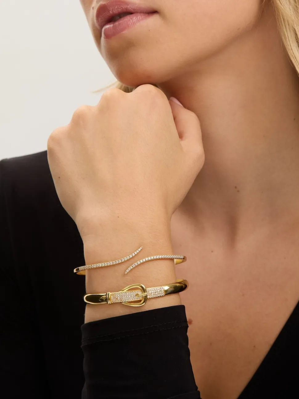 Jon Richard Bracelet plaqué 18K et boucle pavée