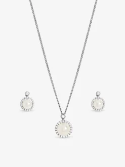 Jon Richard Coffret cadeau plaqué et cubique en zircone perle Halo