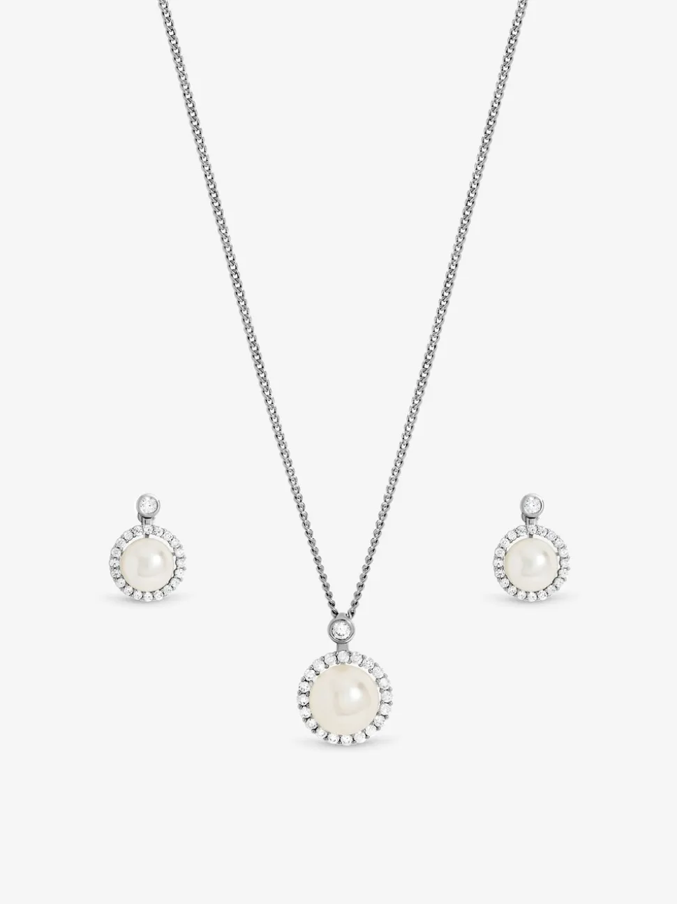 Jon Richard Coffret cadeau plaqué et cubique en zircone perle Halo