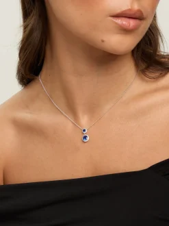 Jon Richard Coffret cadeau plaqué rhodium et zircone cubique Double Halo Sapphire Ensemble