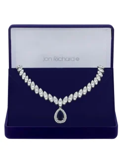 Jon Richard Collier plaqué rhodium avec zircone cubique dans un coffret cadeau