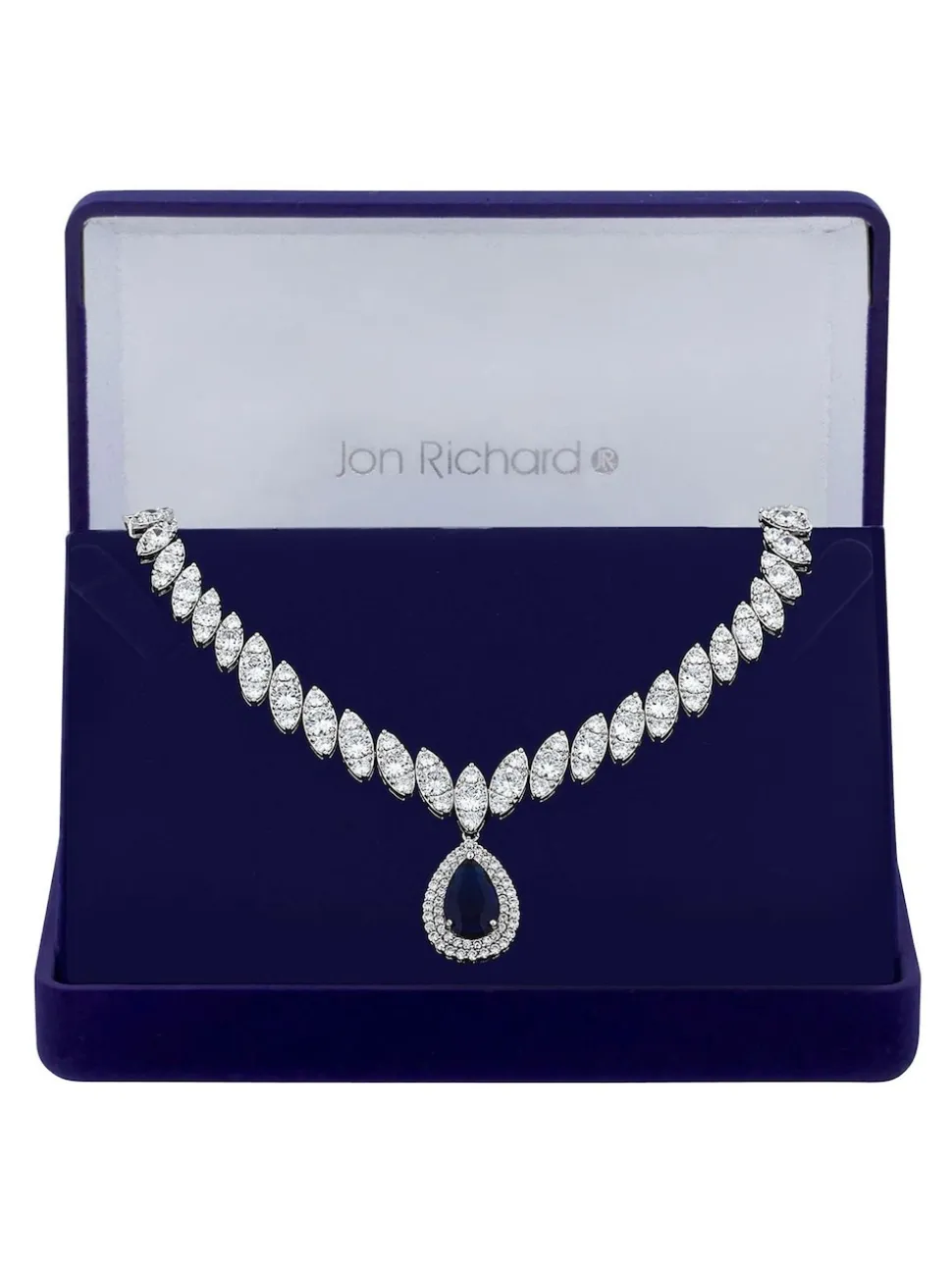 Jon Richard Collier plaqué rhodium avec zircone cubique dans un coffret cadeau