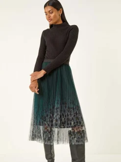 Jupe en maille plissée imprimée Roman