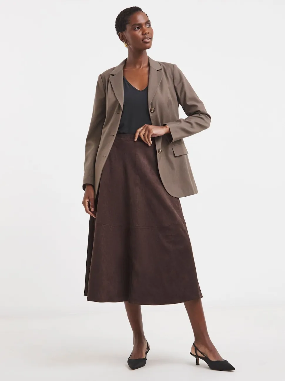 Jupe JD Williams mi-longue en daim