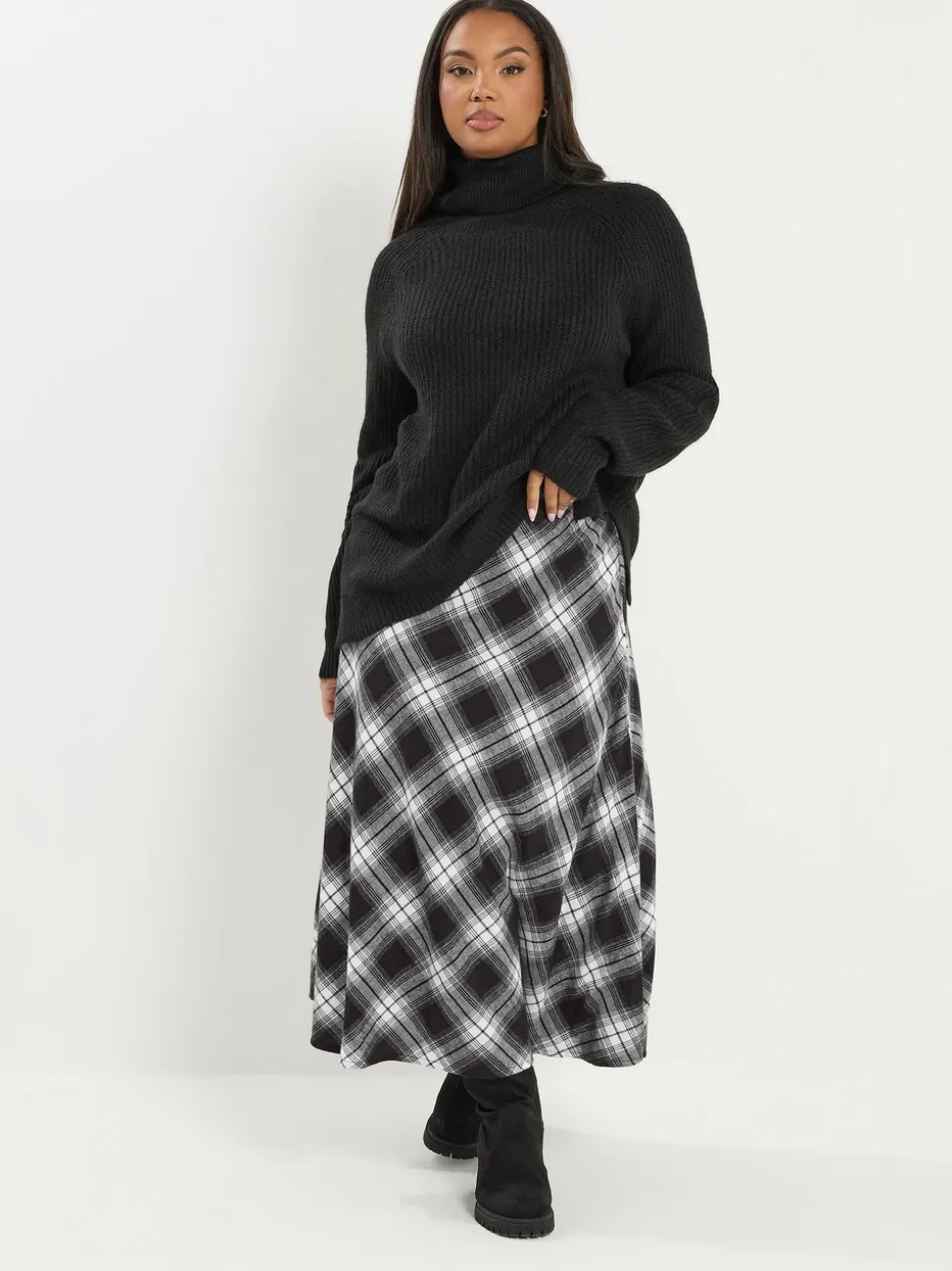 Jupe maxi Yours Curve à carreaux