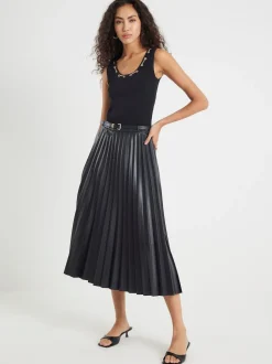 Jupe midi plissée River Island similicuir