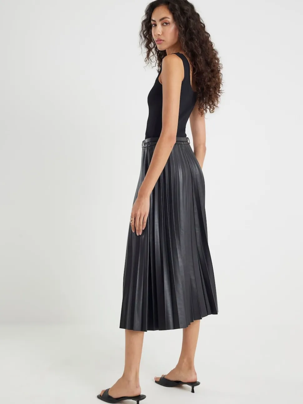 Jupe midi plissée River Island similicuir
