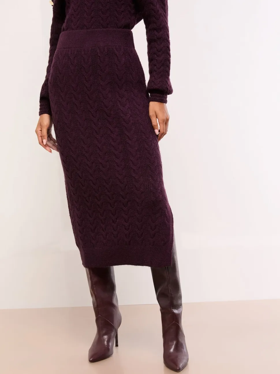 Jupe mi-longue Lipsy Co Ord en maille torsadée