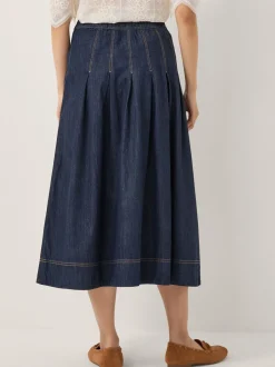 Jupe mi-longue Monsoon Darcie plissée en denim