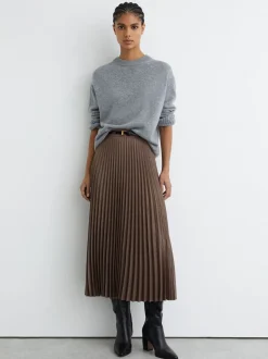 Jupe mi-longue plissée Reiss Kember