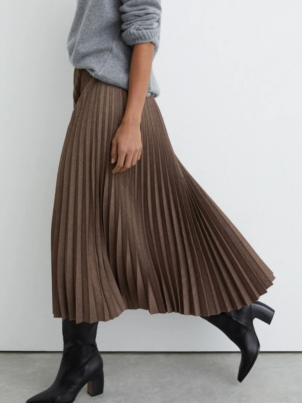 Jupe mi-longue plissée Reiss Kember