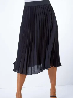 Jupe mi-longue plissée Roman Petites tailles à taille élastique