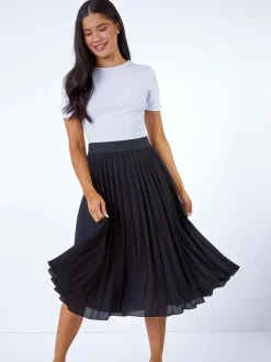 Jupe mi-longue plissée Roman Petites tailles à taille élastique