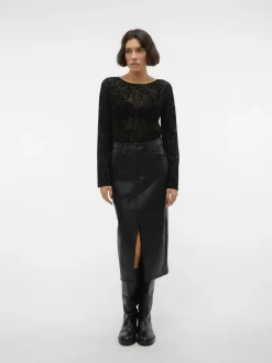 Jupe mi-longue Vero Moda similicuir