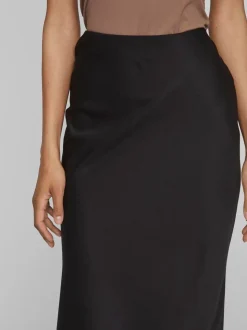 Jupe mi-longue vila en satin taille haute