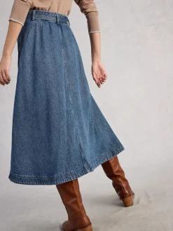 Jupe mi-longue White Stuff Lexi en Denim
