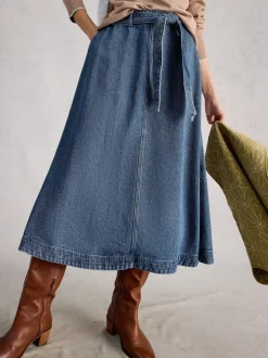 Jupe mi-longue White Stuff Lexi en Denim