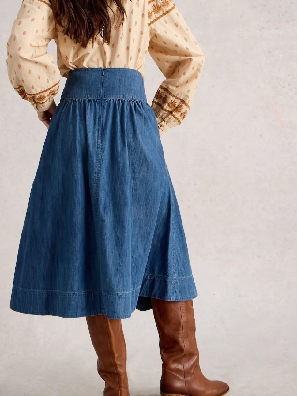 Jupe mi-longue White Stuff Charlotte en jean