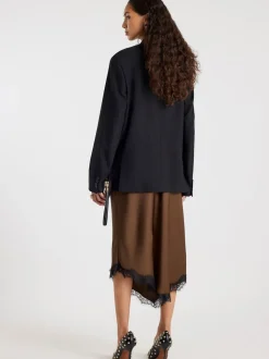 Jupe River Island asymétrique en satin bordée de dentelle